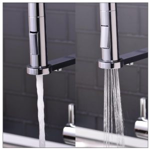 Rainwater musluk, iki farklı su akışı: yumuşak akış ve sprey modu. Şık tasarım, modern mutfak armatürü.