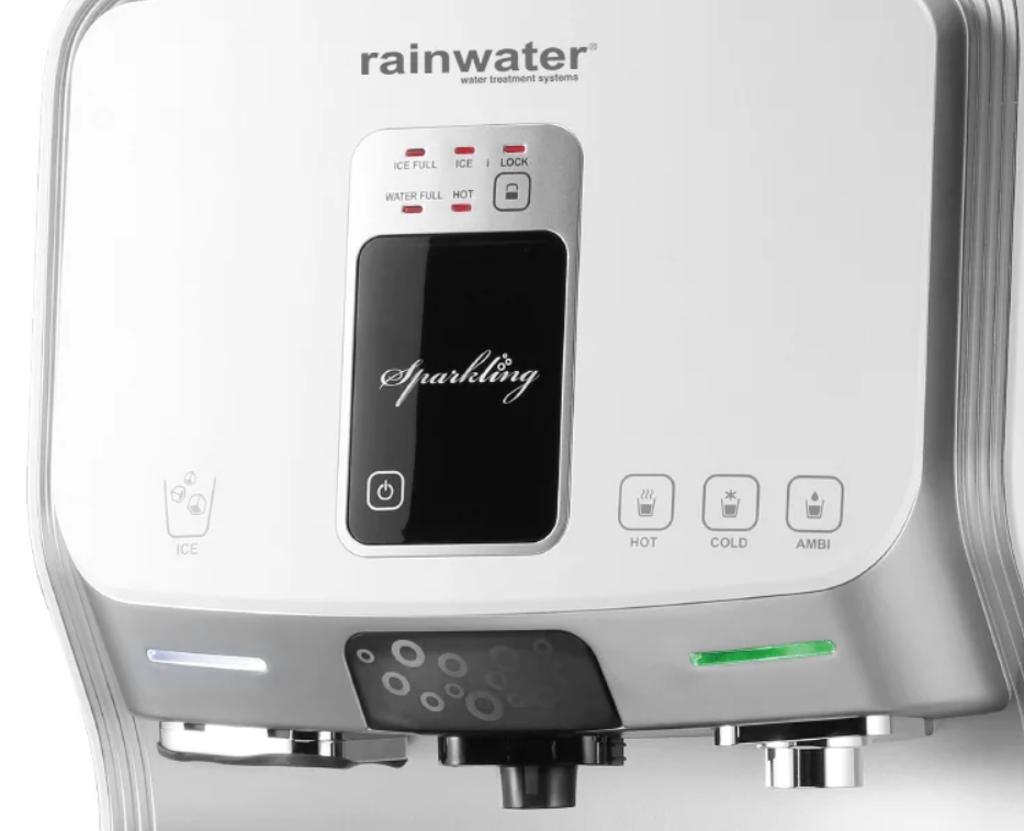 Rainwater su arıtma cihazı ön paneli, sıcak ve soğuk ayarları ile.