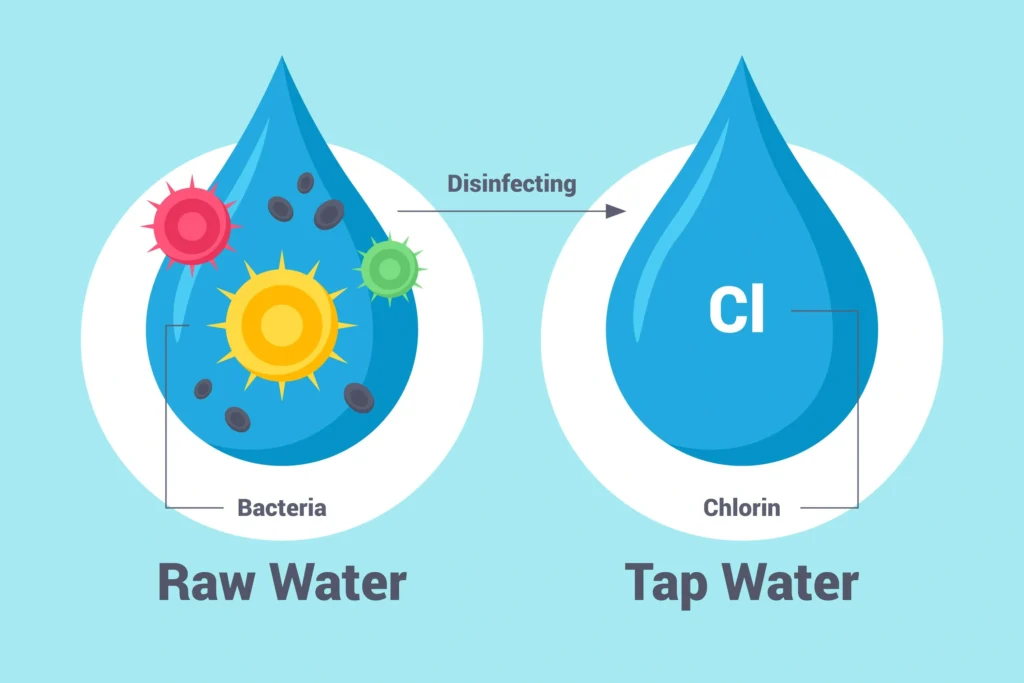 Rainwater ham su ve klorlu musluk suyu dezenfeksiyon grafiği