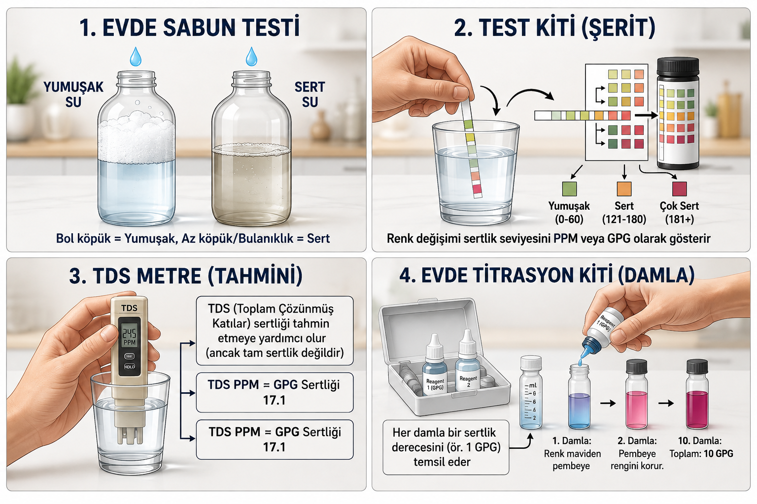 Su Sertliği Nasıl Ölçülür? (Evde ve Test Kitiyle Pratik Yöntemler)